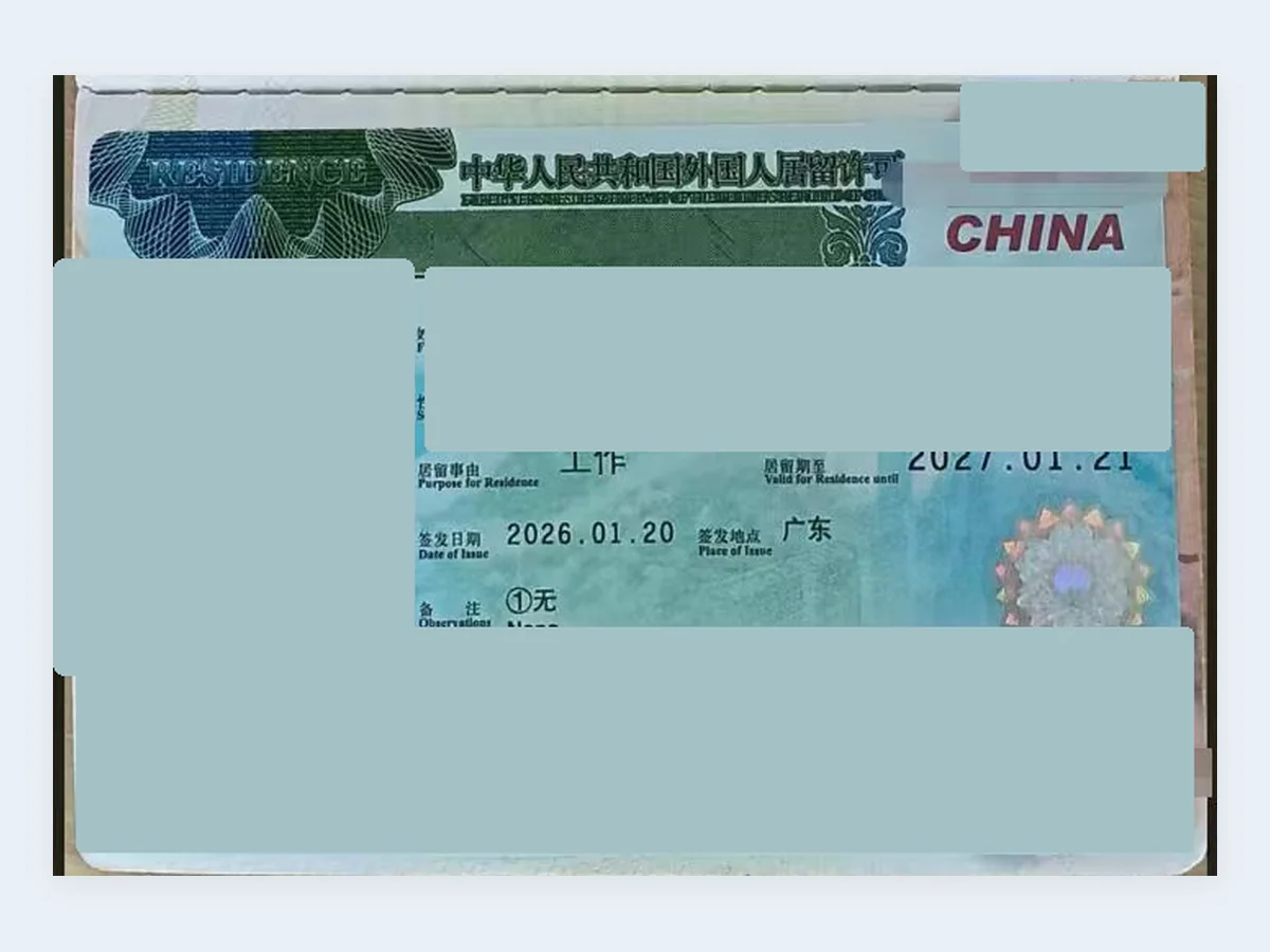 居留许可办理记录 - 已脱敏
