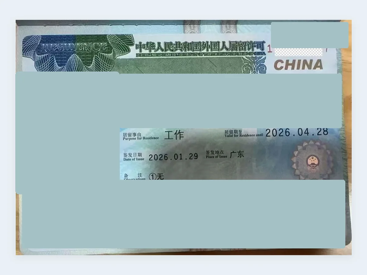 居留许可办理记录 - 已脱敏